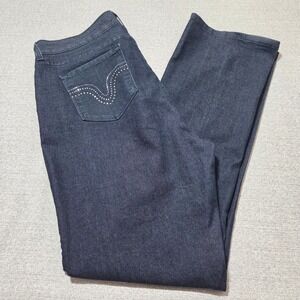 NYDJ Dark Wash Denim Bling Pockets Jeans‎ Straight Leg Lift Tuck Technology 16